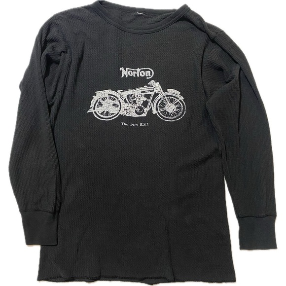 Vintage Norton Motorcycle Thermal Long Sleeve Shirt Men’s Medium - Picture 6 of 8